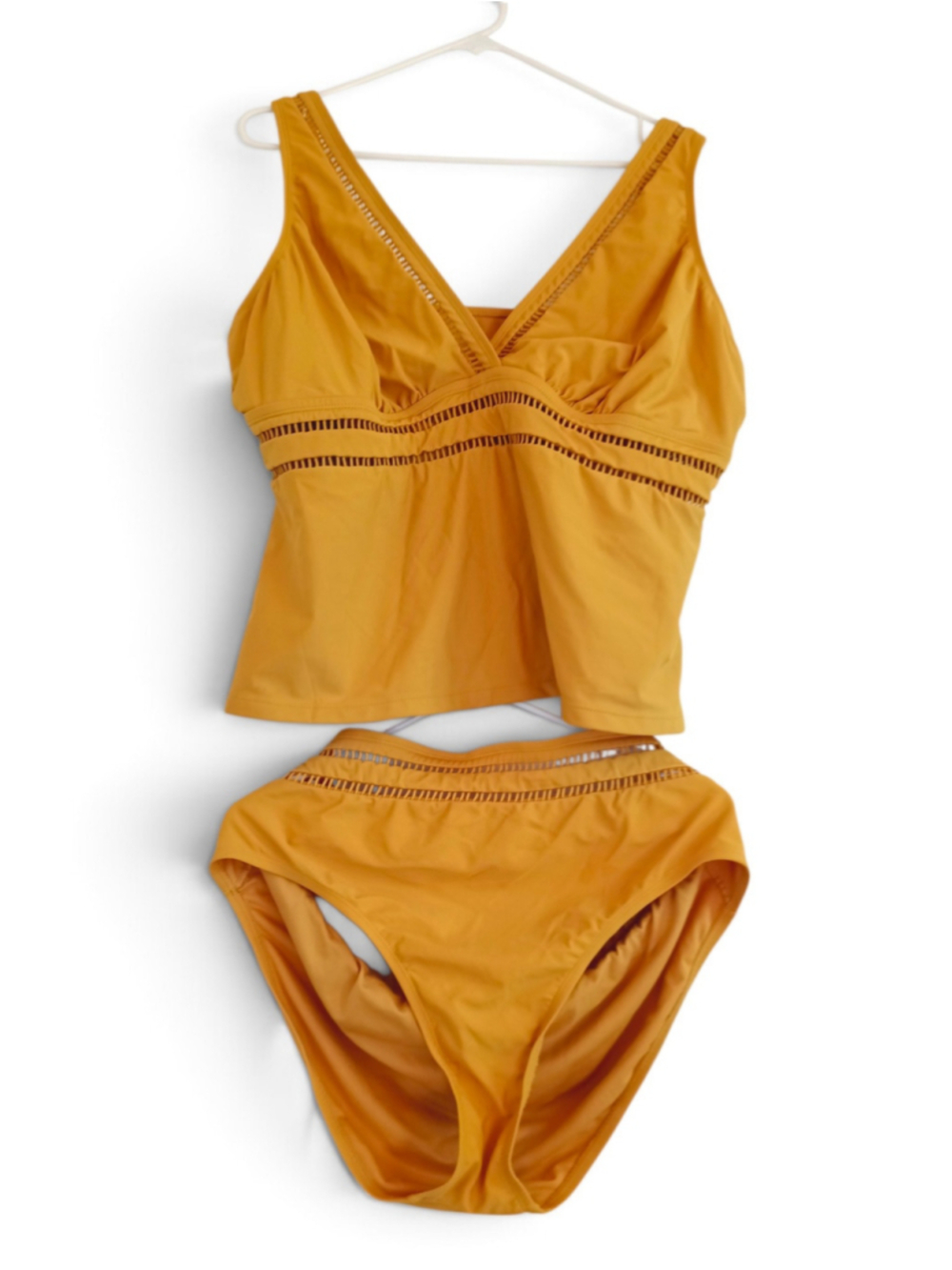 Goldenrod Yellow tankini Swimsuit Set plus size bikini vneck lightly lined 2x